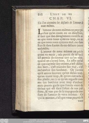 Chap. VI. Où l'on examine les defauts de l'amour de nous-mêmes.