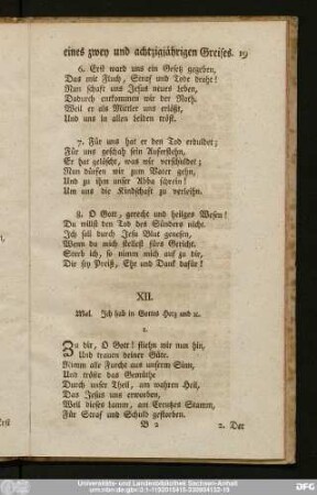 XII. Mel. Ich hab in Gottes Herz und [et]c.