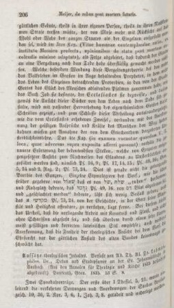 206-207 "Aufsätze theologischen Inhaltes" von Lehmus