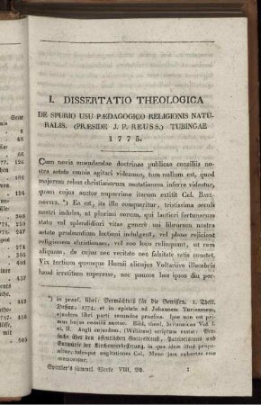 I. DISSERTATIO THEOLOGICA