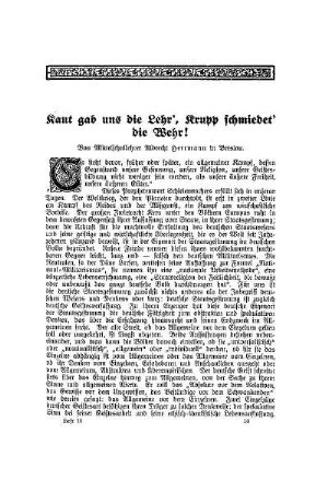 Kant gab uns die Lehr', Krupp schmiedet' die Wehr!