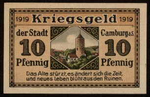 10 Pfennig Kriegsgeld der Stadt Camburg