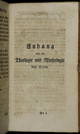 Anhang von der Theologie und Mythologie der Alten.