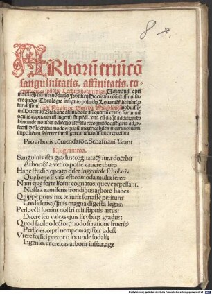 Arborum trium, consanquinitatis, affinitatis, cognationisque Spiritualis Lectura