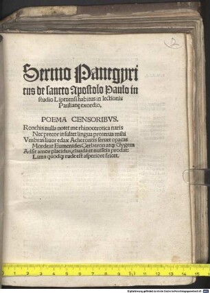 Sermo panegyricus de S. Apost. Paulo