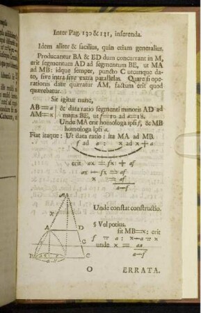 Inter Pag. 130 &131, inferanda. Errata.