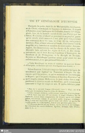 Vie Et Genéalogie D'Euripide