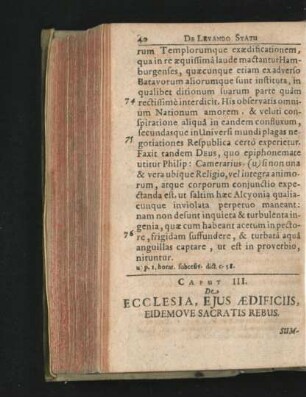 Caput III. De Ecclesia, Eius Aedificiis, Eidemove Sacratis Rebus.