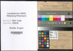 Entnazifizierung Eugen Budde , geb. 15.10.1901 ()