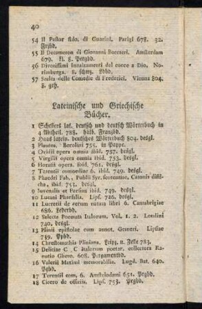 40-41, Lateinische und Griechische Bücher