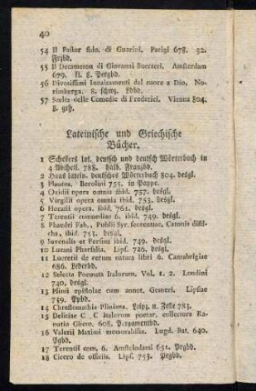 40-41, Lateinische und Griechische Bücher