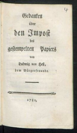Gedanken über den Impost des gestempelten Papiers