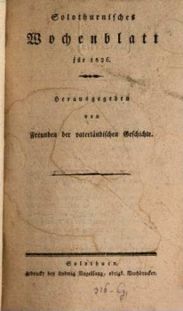 Solothurnisches Wochenblatt. 1826