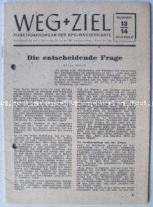 Funktionärszeitung der KPD Wasserkante u.a. zu den Landtagswahlen 1947