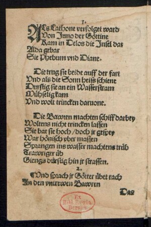 ALs Lathone verfolget ward || Von Juno der Göttine ||