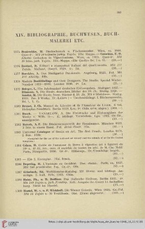 XIV. Bibliographie, Buchwesen, Buchmalerei etc. (Nr. 1375- 1410)