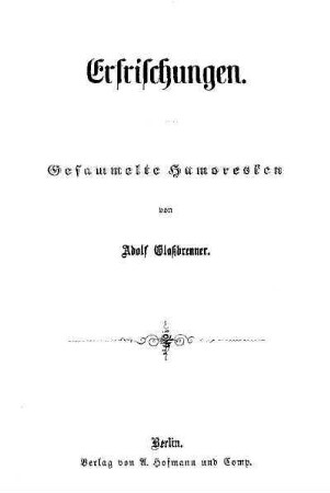 Erfrischungen : gesammelte Humoresken