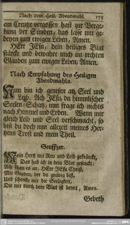 Nach Empfahung des Heiligen Abendmahls