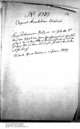 Beitritt Hessens zum Friedensvertrag mit Frankreich. (Akzeptation Portugals, paraphiert)