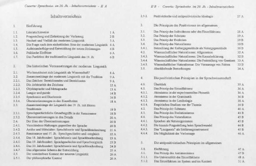 II-III, Inhaltsverzeichnis