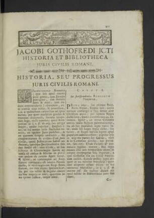 Historia, seu Progressus Juris Civilis Romani.