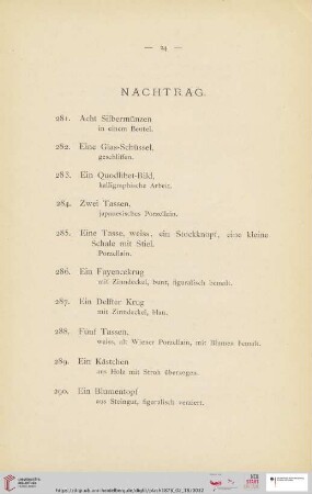 Nachtrag (Nr. 281 - 310)