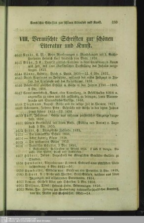 VIII. Vermischte Schriften zur schönen Literatur und Kunst