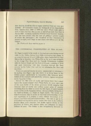 The Commercial Possibilities of the Sudan. By W. W. A. FitzGerald.