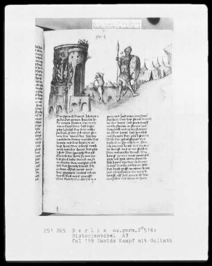 Historienbibel des Alten Testaments — Davids Kampf mit Goliath, Folio 119recto