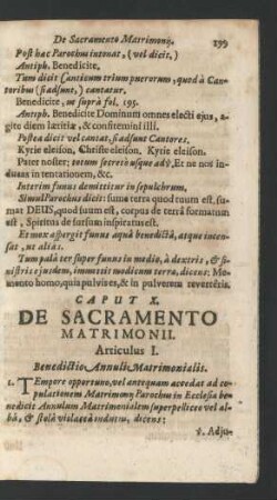 Caput X. [XI.] De Sacramento Matrimonii.