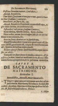 Caput X. [XI.] De Sacramento Matrimonii.