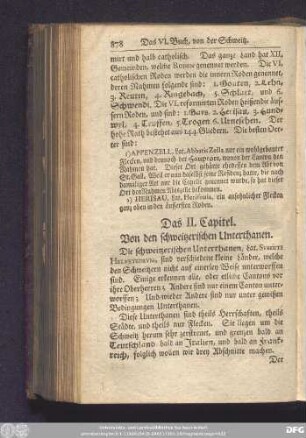 Das II. Capitel. Von den schweitzerischen Unterthanen.