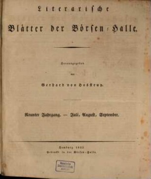 Literarische Blätter der Börsen-Halle. 9,Juli/Dez. 1833