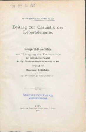Beitrag zur Casuistik der Leberadenome