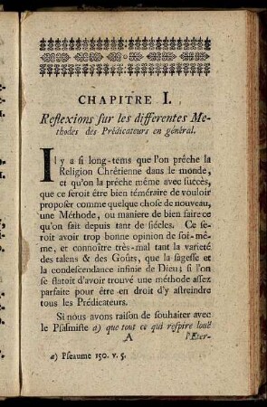 Chapitre I. Reflexions sur les differentes Methodes des Prédicateurs en général.