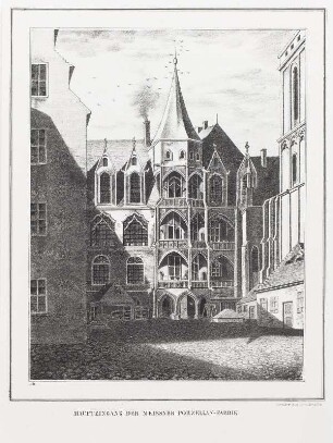 Der Haupteingang der Meißner Porzellan-Fabrik (Albrechtsburg)