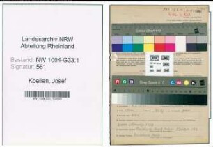 Entnazifizierung Josef Koellen , geb. 09.05.1883 (Lehrer)