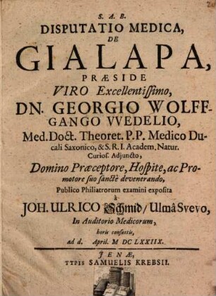 Disputatio Medica, De Gialapa
