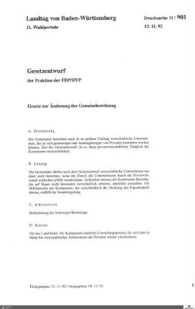 Gesetzentwurf der FDP: Änderung der Gemeindeordnung