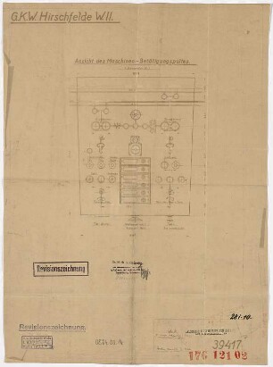 Ansicht des Maschinen-Betätigungspultes. (Generator IV)