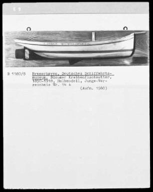 Büsumer Krabbenfischkutter, 1890-1918, Halbmodell, Junge-Verzeichnis Nr. 14 a