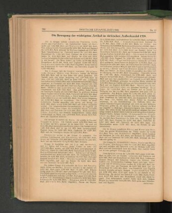 Die Bewegung der wichtigsten Artikel im türkischen Außenhandel 1329.