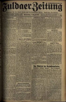 Ausgabe vom Donnerstag, den 07. August 1930.