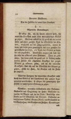 Zweyter Abschnitt. Von den Zufällen der venerischen Krankheit.
