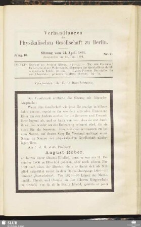 Nr. 7. Sitzung vom 24. April 1891