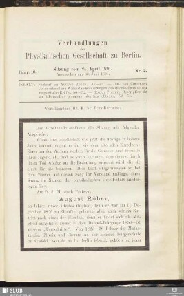Nr. 7. Sitzung vom 24. April 1891