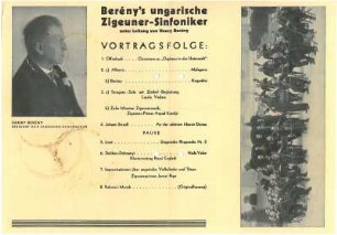 Programmzettel zur Deutschland-Tournee von Berény's ungarischen Zigeuner-Sinfonikern