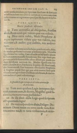 Pars Quinta. Beatos praedicat discipulos.
