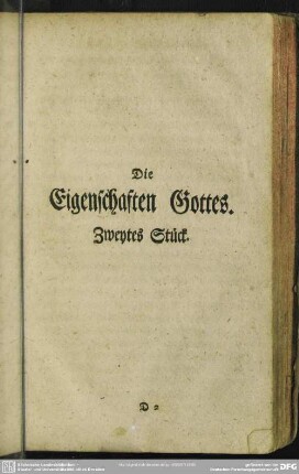 Die Eigenschaften Gottes. Zweytes Stück