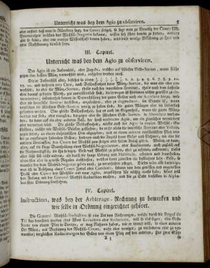 III. Capitel. Unterricht was bey dem Agio zu observiren.